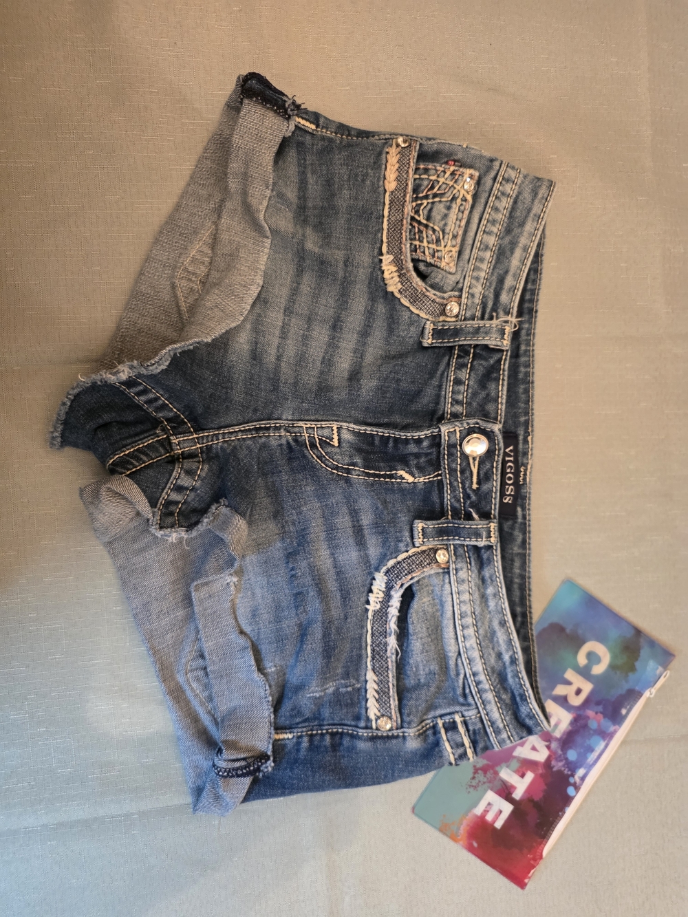 Vigoss Women's Blue Distressed Denim Shorts